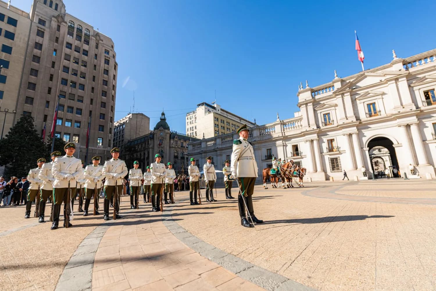 Changing of the guard at La Moneda Palace